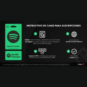 Tarjeta de Regalo / Código / Pin Spotify Premium 12 Meses (1 año) $180.000
